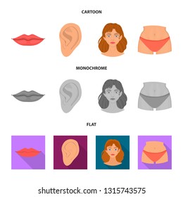 Vector illustration of body and part symbol. Set of body and anatomy stock vector illustration.