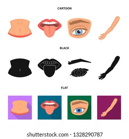 Vector illustration of body and part symbol. Set of body and anatomy stock symbol for web.