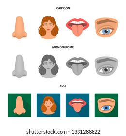 Vector illustration of body and part symbol. Collection of body and anatomy vector icon for stock.