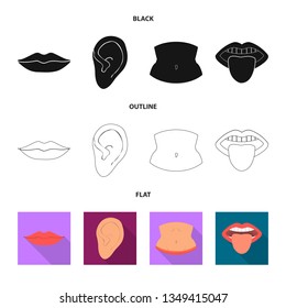 Vector illustration of body and part symbol. Collection of body and anatomy vector icon for stock.