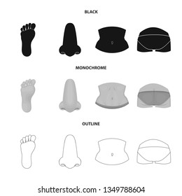 Vector illustration of body and part symbol. Set of body and anatomy vector icon for stock.