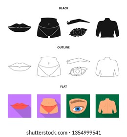 Vector illustration of body and part symbol. Set of body and anatomy stock vector illustration.