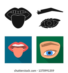 Vector illustration of body and part symbol. Set of body and anatomy vector icon for stock.