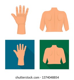 Vector illustration of body and part symbol. Collection of body and anatomy stock vector illustration.