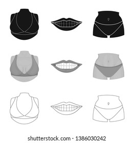 Vector illustration of body and part symbol. Set of body and anatomy stock symbol for web.
