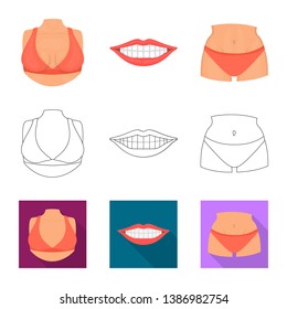 Vector illustration of body and part symbol. Collection of body and anatomy stock symbol for web.