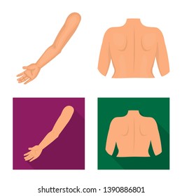 Vector illustration of body and part symbol. Set of body and anatomy vector icon for stock.
