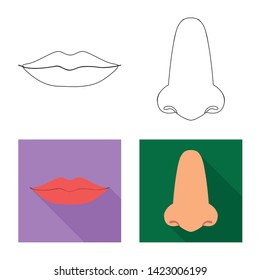 Vector illustration of body and part symbol. Collection of body and anatomy stock vector illustration.