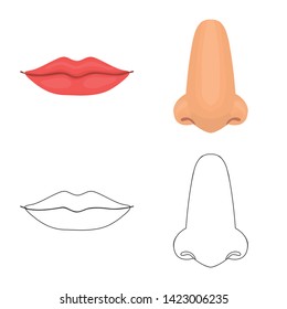 Vector illustration of body and part symbol. Set of body and anatomy vector icon for stock.