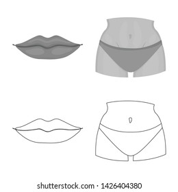 Vector illustration of body and part symbol. Set of body and anatomy vector icon for stock.