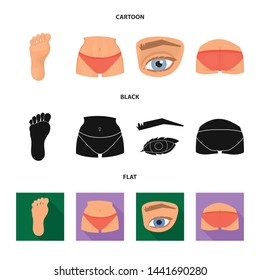 Vector illustration of body and part symbol. Set of body and anatomy stock symbol for web.