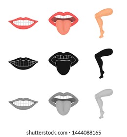 Vector illustration of body and part symbol. Set of body and anatomy vector icon for stock.
