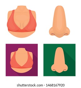 Vector illustration of body and part symbol. Collection of body and anatomy stock vector illustration.