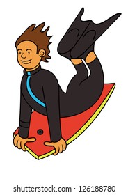 vector illustration of a body-boarder isolated on a white background