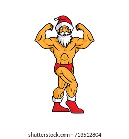 Vector Illustration of bodybuilder Santa Claus 