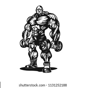 Vector illustration, Bodybuilder strict coach bodybuilding and fitness