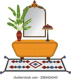 Vector illustration of a bohemian interior