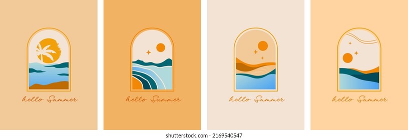 vector illustration bohemian summer season story template design