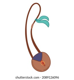 Ilustración vectorial bolsa de boho con envoltura azul sobre fondo aislado blanco