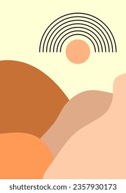 Vector illustration boho mountains brown color.