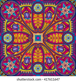 Vector illustration of boho oriental indian kerchief ornament