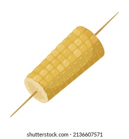 Imagen vectorial del maíz hervido en un brochazo, comida rápida mexicana aislada en blanco.