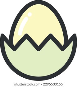 Vector illustration of a boiled egg. Ingredient and food. Open boiled egg. Eggshell.