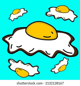 Ilustración de vectores huevos pasados por agua azul