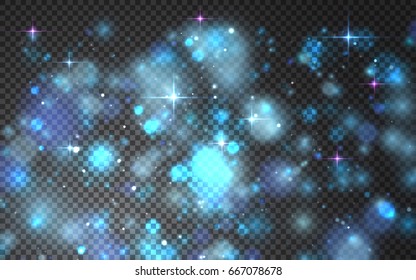 Vector illustration. Bokeh abstract lights on transparent background