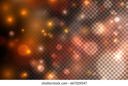 Vector illustration. Bokeh abstract lights on transparent background