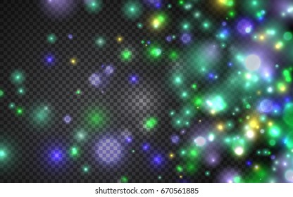 Vector illustration. Bokeh abstract lights on transparent background