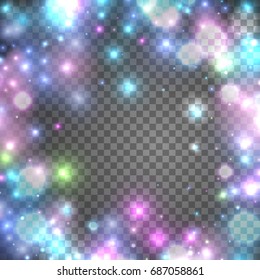 Vector illustration. Bokeh abstract lights on transparent background