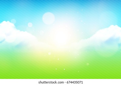Vector Illustration - Bokeh Cloudy Sky In Summertime Background / Wallpaper