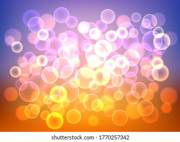 Vector illustration of a bokeh effect of orange and purple