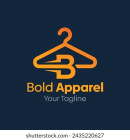 Vector Illustration for Bold Apparel Logo: A Design Template Merging Concepts of a Hanger Fashion and Initial B Alphabet Shape