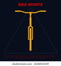 Vector illustration of a bold bike silhouette in a geometric triangle. Minimalist design in yellow and red, ideal for posters, banners, or fitness promotions.