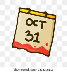 vector illustration of bold brown outline calender isolated on transparent background. hand drawn vector. doodle halloween day, 31 oct for sticker, clipart, logo, poster, banner, halloween icon.