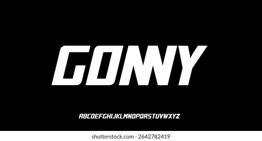 Vector illustration of a bold and fast styled alphabet font, made to impress with its slanted posture and sharp edges. Perfect for sports branding, racing graphics, esports logos, and high-energy titl