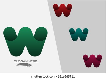 vector illustration of bold folded 3d creative alphabet letter W logo design