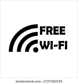Vector illustration of a bold Free Wi-Fi sign with a hand-drawn style wireless signal icon, isolated on a white background.