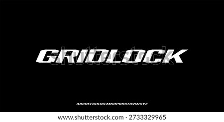 Vector illustration of bold italic sans serif display font featuring sharp angles and a strong geometric structure.
