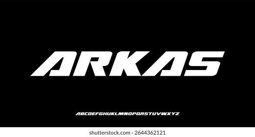 Vector illustration of bold italic style alphabet letters and geometric design. Suitable for technology, automotive, game titles, e-sports, futuristic branding, science fiction logos.