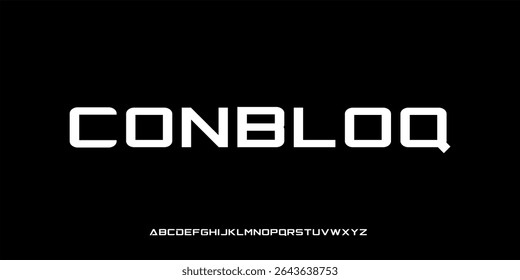 Vector illustration of a bold and modern block style alphabet font. Creates a strong, professional and futuristic impression. Suitable for logo design, game posters, technology and military branding. 
