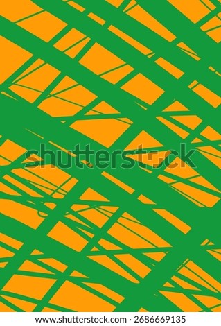 Vector illustration with bold overlapping diagonal green lines on a yellow background, creating a dynamic abstract modern pattern design.