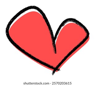 Vector illustration of a bold red heart with a textured black outline, perfect for modern romantic designs.