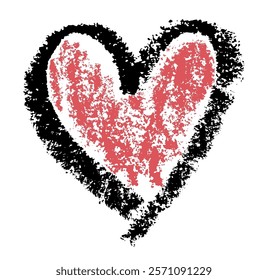 Vector illustration of a bold red heart with a grunge texture and a black outline, symbolizing raw emotion and passion.