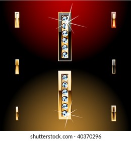 Ilustración vectorial de las letras doradas más audaces con diamantes brillantes. Carácter i