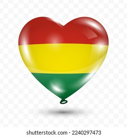 Vector illustration of a Bolivia  country love balloon on transparent background (PNG). Flying love balloons for Independence Day celebration.