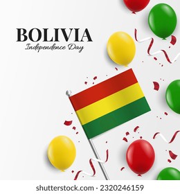 Vector Illustration of  Bolivia Independence Day. Background with balloons, flags
