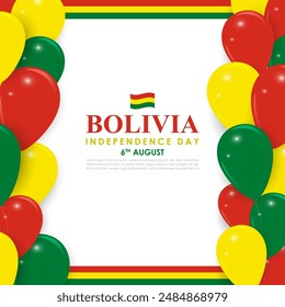 Vector illustration of Bolivia Independence Day social media feed template